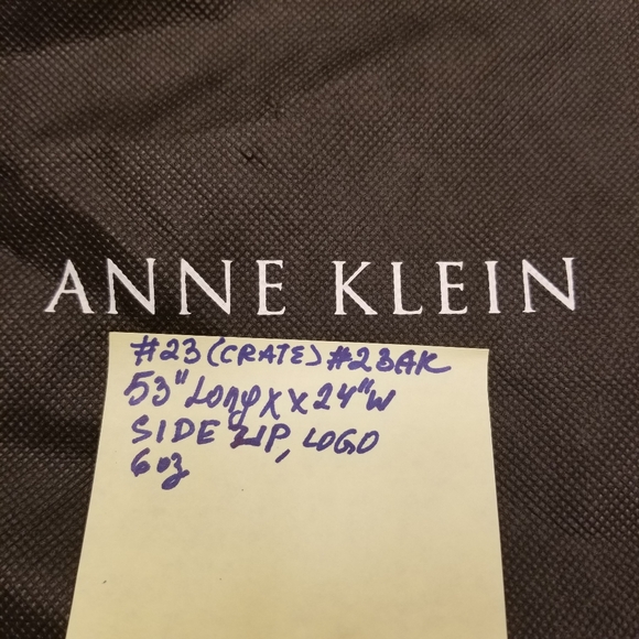 53" Long Anne Klein Elegant Black Garment Bag with Logo, Side Zipper - Picture 6 of 7